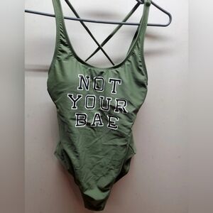 Women's M 7-9 Juniors 1-Piece Swimsuit Spaghetti Straps Green